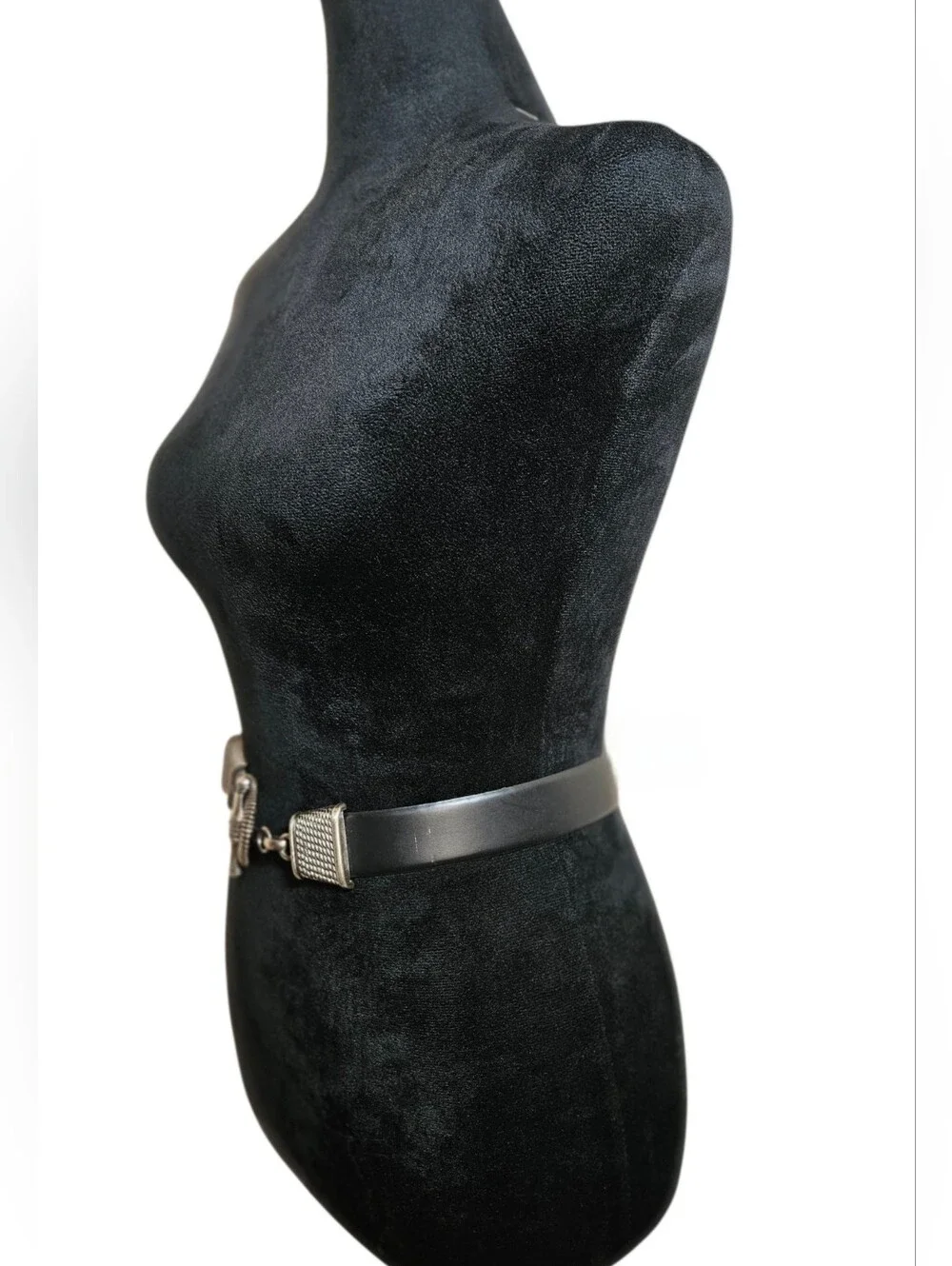 Vintage Cipriani Women's Black Leather Loop & Toggle Buckle Statement Belt L